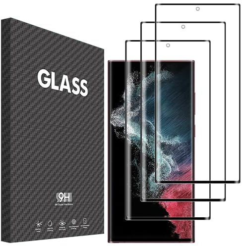 Vsjnk Verre trempé pour Samsung Galaxy S22 Ultra Film protection ecran, 3 Pièces protector HD Vitre 9H Dureté Glass Sans Bulles Anti-Rayures Compatible avec Samsung S22 Ultra 5G