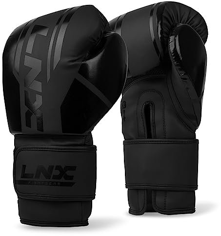 LNX Boxhandschuhe Performance Pro 10 12 14 16 Oz - ideal für Kickboxen Boxen Muay Thai MMA Kampfsport UVM (ultimatte Black (003), 12 Oz)