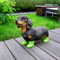 THE ENCHANTED GARDEN Miniature Dachshund Dog In Boots Ornaments Garden Decor Home Accessories Sausage Dog