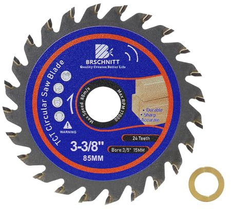 Carbide Tipped Teeth Compact Circular Saw Blade 24T 85mm- BRSCHNITT Wood Cutting Saw Blade for General Purpose Cutting Wood, Plastic,PCV, Acrylic and Composite Materials