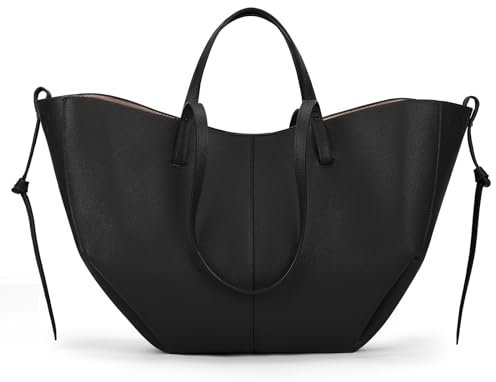 Juoxeepy Arbeitstasche aus Kunstleder für Damen, trendige Handtasche, Geldbörse, Herbst, Schultertasche mit Magnetverschluss, Schwarz Größe L, Large