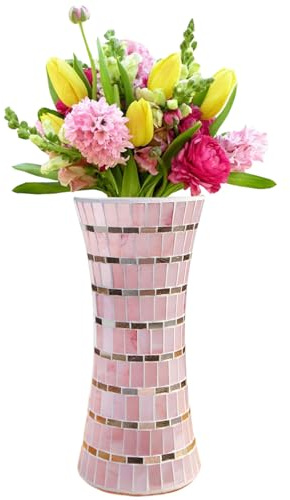 HMRCYTE Mosaik-Blumenvase, 30 cm, Glasvase für Dekor, Spiegel Glitzer, handgefertigte Vase, moderne Vase für Pampasgras, Mosaikvasen Heimdekoration, perfekt für Büro, Wohnzimmer, Hochzeit, Geschenk