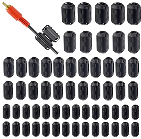 HUAREW 5 Werte 60 Pcs Schwarz Clip-on Ferrit Ring Kern RFI EMI Rauschunterdrücker Kabel Clip für 3mm 5mm 7mm 9mm 13mm Durchmesser Kabel