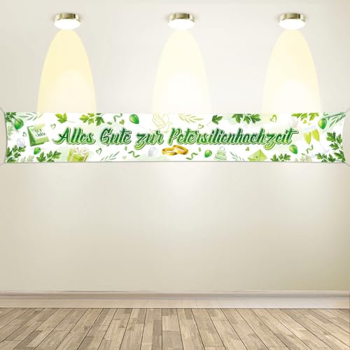 DPKOW Alles Gute zur Petersilienhochzeit Banner Dekoration für 12,5 Hochzeitstag, Petersilien Hochzeit Garten Außen Deko, Ehepaar 12,5 Jahre Hochzeitstag Banner Deko, 270 * 40cm
