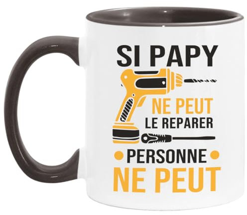 Lalasol Mug Papi Papy Bricoleur - Idée Cadeau Pour Grand-Père Bricoleur – Tasse Papy Fête Des Grand-Pères Anniversaire Noël - Imprimé en France