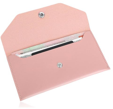 1 Packung Geldumschlag-Tasche, Geldumschlag aus PU-Leder, Wiederverwendbare Umschlag-Brieftasche, Budget-Umschlag-Bargeldteiler für Studenten, Büroangestellte, Damen und Mädchen (Rosa)