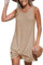CUPSHE Women's Swimsuit Coverup Sleeveless Waffle Knit Swimwear Beach Cover Ups Twisted Mini Dress Brown L