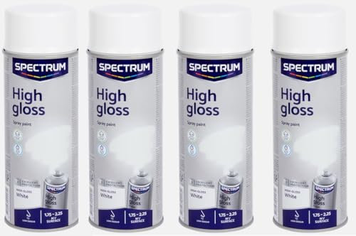 Générique Lot de 4 Bombes BLANC BRILLANT - 400ml - Bombe Peinture Aérosol - Séchage rapide - 952