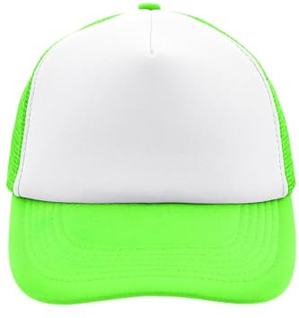noTrash2003 Trucker Mesh Baseball Cap Truckerhat Unisex Einheitsgrösse und Kindermodelle Basecap Baseball-Hat 30 Farben Einfarbig Zweifarbig Polyester Baumwolle (Weiß-Neongrün)