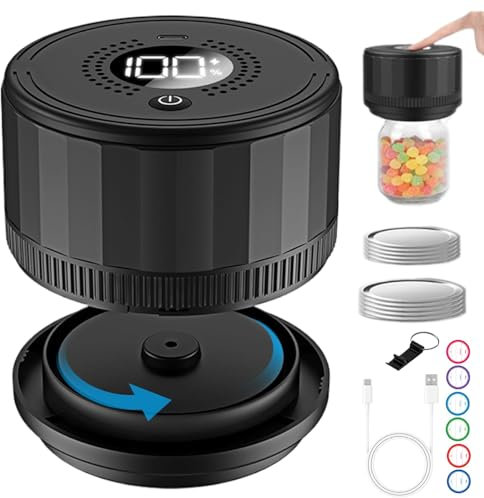 CYTBEK Electric Mason Jar Vacuum Sealer, Mason Jar Vacuum Sealer with LED Display, Electric Mason Jar Vacuum Sealer Kit with Wide & Regular Mouth, for Sealing Food Storage