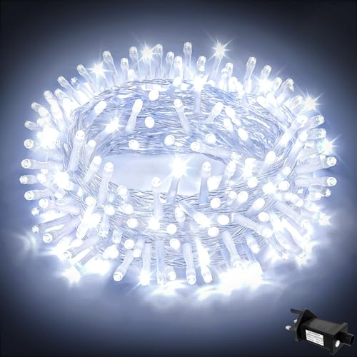 FFZZKJ 8 Modes Fairy Lights Mains Powered Outdoor 33Ft/10M 100 LED String Lights Plug in Indoor with Timer IP44 Waterproof for Christmas, Gazebo, Garden, Bedroom, Cold White