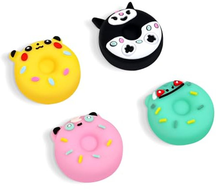 DLseego Joystick Kappen für Switch, Silikon Lovely Cartoon Doughnut 3D Analog Stick Grip Cover 4PCS Joy Con Thumb Grip Caps Kompatibel mit Switch/Switch OLED/Switch Lite,Vier Farben