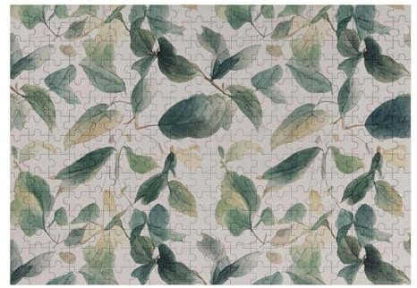 300 PCS Jigsaw Puzzles Sage Green Eucalyptus Leaves Puzzles Personalized Puzzle Wooden Picture Puzzle for Adults Photo Puzzle Art Wall Hanging Decor for Birthday Wedding Valentine's Day Anniversary