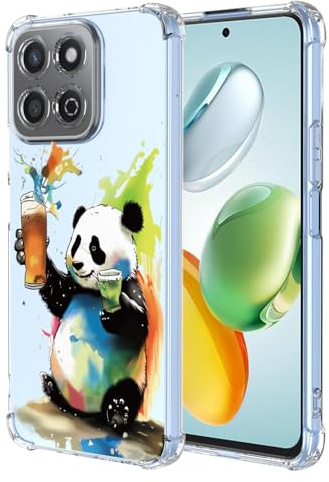 YUXING Cover Trasparente per Honor 200 Smart - Custodia Protettiva Sottile in TPU Morbido Antiurto con Carino Motivo Disegno Cool (Panda)