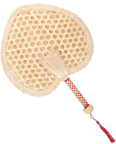 GARVALON 1 Fächer Mit Design Kreativer Pu-handgefertigter Webfächer Foto-Requisite Vintage-Stil