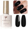TOMICCA UV Nagellack, Schwarz Gel Nagellack UV/LED Soak-Off Gel Nail Polish Geeignet für Anfänger Nail Art Salon DIY Home, 8ML