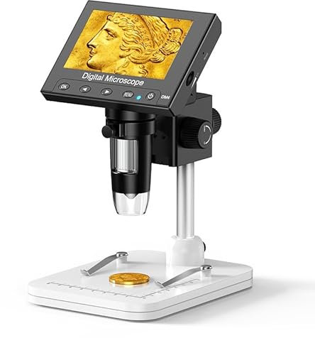 4.3 Digital Microscope, 1000X Magnification Coin Microscope, Photo & Video Recorder, Coin Magnifier with 8 LED Lights,Suitable for Soldering, Circuit Repair, Labs & Schools, Windows Compatible