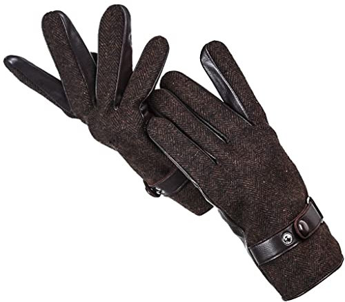 RWCCCRW Gants taktile for Hommes, Gants Chauds for l'hiver, Le Froid et Le Vent for Hommes Gants en Cuir for Hommes
