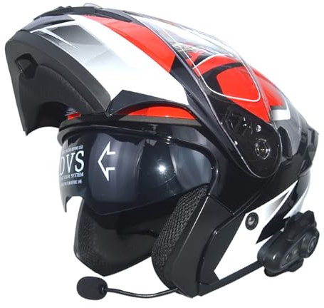 Bluetooth IntéGré Modulable Casque Moto, Flip-Up Casque avec Double Visière Casque Moto Intégral Casque Scooter Moto, Casque Moto Modulable Intégral Rabattable D,XL(61-62CM)