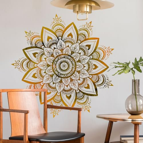 Wandtattoo Mandala Wandsticker Mandala für Schlafzimmer Wandaufkleber Wandtattoo Wanddeko Wandbild Boho Style Flur Yoga Wanddeko, Pflanzen Blumen Wandaufkleber für Wohnzimmer Küche Fenster