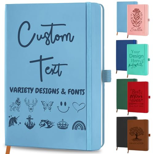 SIMIEEK Notizbuch Personalisiert mit Monogramm und Initialen, Namens-, Text- und Logo-Motiv, individuelles Geburtstagsgeschenk für Frauen, Männer, Studenten, Lehrer, Lehrerinnen