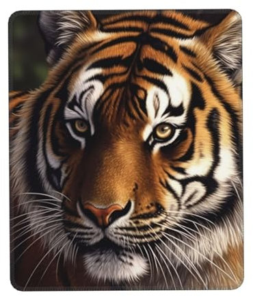 Quadratisches Mauspad mit rutschfester Gummibasis, 25,4 x 30,5 cm, mit genähtem Rand, bengalischer Tiger-Mousepad für kabellose Maus, Computer, Laptop, Zuhause, Büro
