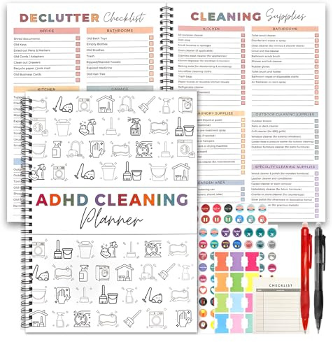 Adhd Cleaning Planner, Cleaning Schedule and Checklist Organizer, Daily Weekly Monthly Household Cleaning Planner for Adults Women, Chore Chart Notebook for Home, Family Cleaning Tasks, DIY Home