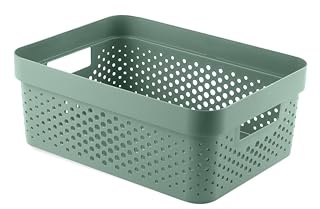 CURVER Aufbewahrungskorb Infinity 11 l – Mehrzweck-Aufbewahrung, stapelbar und stapelbar – 13,6 x 35,6 x 26,6 cm – Grün