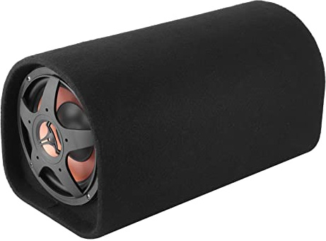 Aramox 12V Car Active Subwoofer 200W Bass Speaker with Round Drum Leather Design Short Circuit Protection for Enhanced Audio Experience