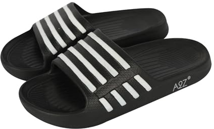 A2Z Mens Womens Boys Girls EVA Sliders Soft Lightweight Pool Slides Non Slip - Slider 1306 Black 1 UK