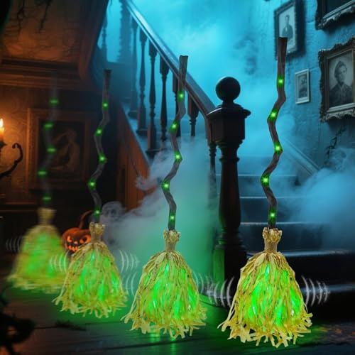 Beweglicher Hexenbesen, 90cm Tanzende Hexenbesen Mit Gruselige Klang Und Licht, Animierte Halloween Deko