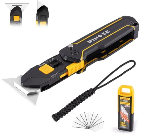 PINOZE Couteau de coupe pliable et grattoir 2 en 1