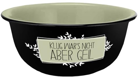 Müslischale Klug wars nicht Emaille-Optik 600ml, Keramik, Schale, Dessertschale, Müsli, Eis, Gedalabels, Grün