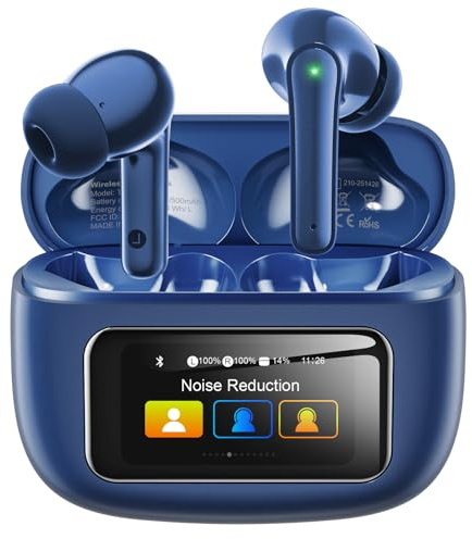 ZIUTY Kopfhörer Kabellos Bluetooth 5.4, In Ear Kopfhörer Bluetooth mit Touchscreen & 5 EQ Modi, Bluetooth Kopfhörer ANC/ENC Noise Cancelling, 8H Spielzeit, IPX7 Wasserdicht Sport & Gaming (Dunkelblau)