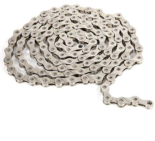 Fahrradkette, Aluminiumlegierung, leicht, langlebig, ausgehöhltes Design, Geschwindigkeit, aufladbar, 10, 30, 9, 27 Gänge, kompatibel für Rennräder, Mountainbikes (F90)