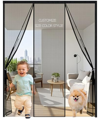 Personalizzabili Zanzariera Magnetica per Porta, Doppia Apertura Laterale,Tenda Zanzariera a Calamita,Installazione Facile,Chiusura Automatica,Zanzariera per Porta Finestra Balcone Scorrevole