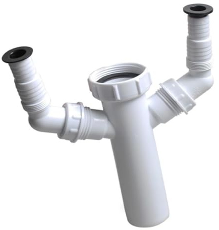 Abfallsiphon mit doppeltem Auslass for Spüle for Abfluss, 1-1/2 Zoll Einlassrohrsiphon for den Anschluss von Waschmaschine und Spülmaschine