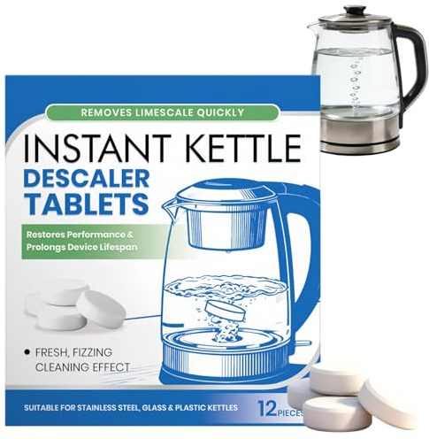 12 Pack Kettle Descaler Tablets,Limescale Remover&All Purpose Cleaner for Coffee Machines,Kettles,Irons,Powerful Descaling Tablets,Limescale Remover Kettle,Water Bottle Cleaning Tablets,for Daily Use