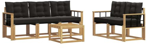 vidaXL Outdoor-Sofagarnitur mit Kissen 6 pcs Weiß und Schwarz, Gartenmöbel, modernes Ecksofa, langlebige Terrassen-Sitze, stilvolle Lounge für deinen Outdoor-Bereich