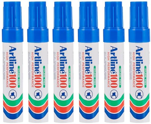 Artline 100 7.5-12mm Giant Chisel Tip Permanent Marker - Blue [Pack of 6]