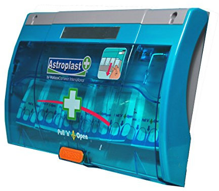 Astroplast 1047150 Plaster Dispenser Blue Asst Pilferproof Plasters (60) Pull and Open
