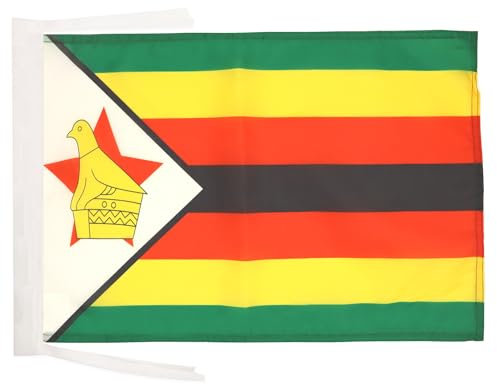 AZ FLAG - Drapeau Zimbabwe - 45x30 cm - Pavillon Zimbabwéen 100% Polyester Avec Deux Cordelettes - 20g
