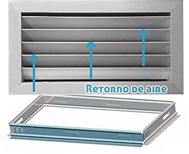 Rejilla de ventilación retorno plata mate + Marco de montaje