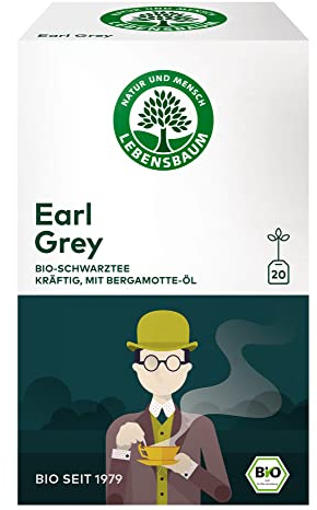 LEBENSBAUM Tee Earl Grey, Bio-Tee mit kräftigem Geschmack, Schwarztee Beutel, 100 % natürlicher Genuss, 20 Teebeutel à 2 g