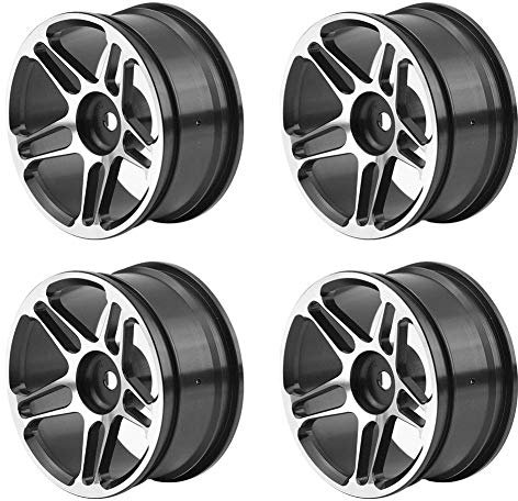RC Auto Radnaben, 4 Stücke Naben Felgen Aluminiumlegierung Reifen für 1:10 Drift Racing Fernbedienung Auto Zubehör Teile(Schwarz)