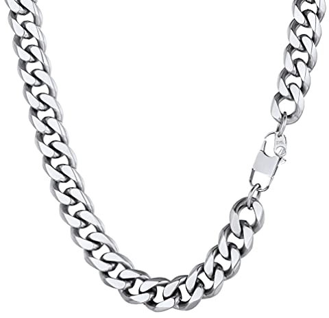 PROSTEEL Herren Collier Kette Edelstahl 66cm/12mm Panzerkette Halskette trendig Hip Hop Rapper kubanische Gliederkette Männer Modeschmuck Accessoire Link Chain Necklace