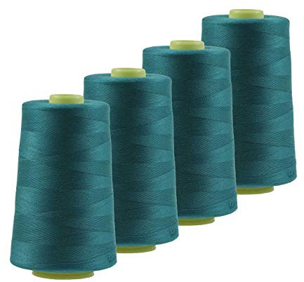 4 x 4572m Qualitäts Overlock-Garn Oeko-Tex Overlock-Nähgarn Farben 581 bis 620, Farbe:A611 petrol