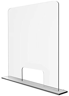 Solarplexius Spuckschutz mit Durchreiche Hustenschutz Niesschutz Virenschutz Thekenaufsatz Tischaufsatz Tresenaufsatz Antibakteriell Transparent Acrylglas (16cm | 50 x 60 cm)