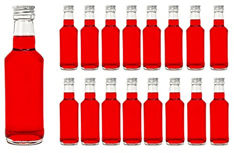 casavetro 16, 24, 30 Stück Kleine Saftflaschen Likörflaschen Smoothie Schnapsflaschen Flaschen mit Schraubverschluss 0,2 Liter (16 Stück-Monopol 200 ml)
