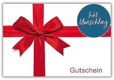 bsb - Gutschein Karte in 11,5 x 17,0 cm - hochwertige Grußkarte mit Umschlag - schöne Karten für Frauen & Männer - Gutschein-Glückwunschkarte mit Schleife